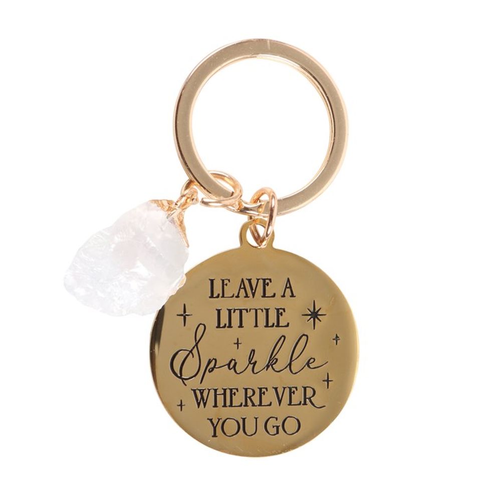 "Leave a Little Sparkle" - Clear Quartz Crystal Keyring