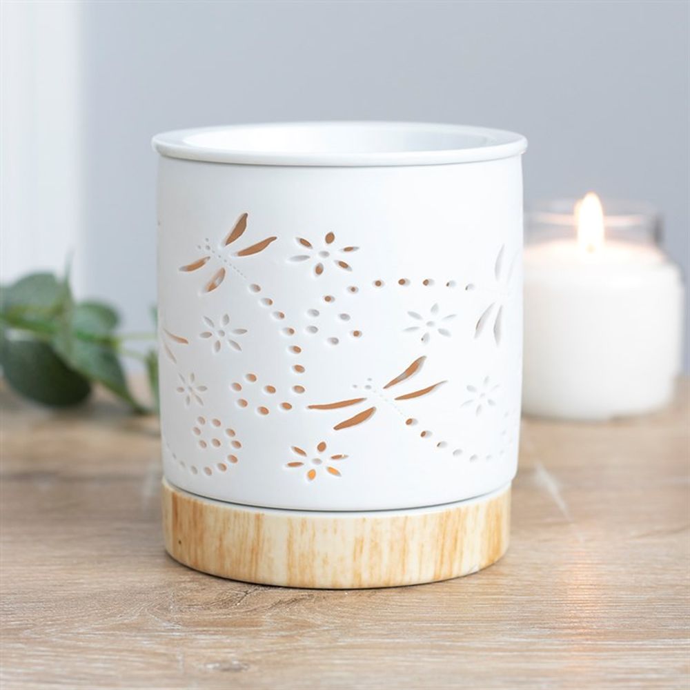 Oil and Wax Burner - White Dragonfly