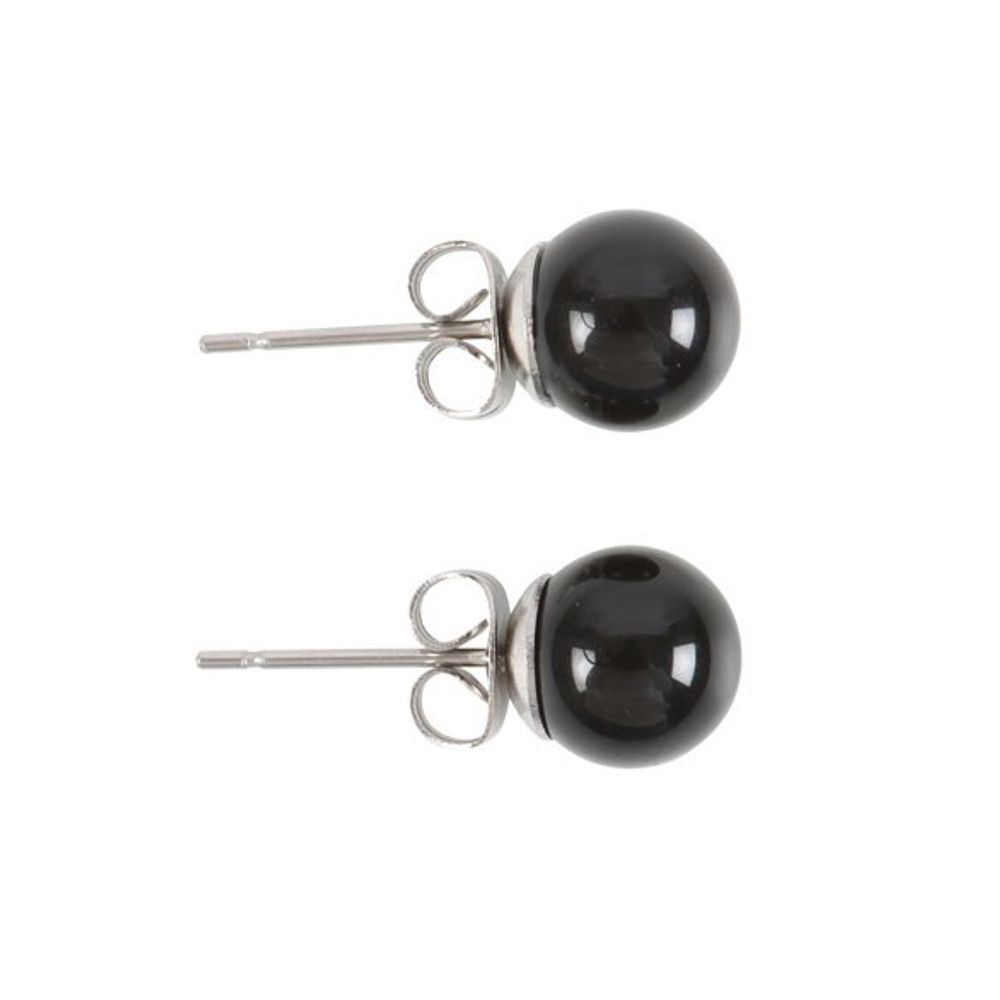 Semi Precious Crystal Earrings - Black Agate