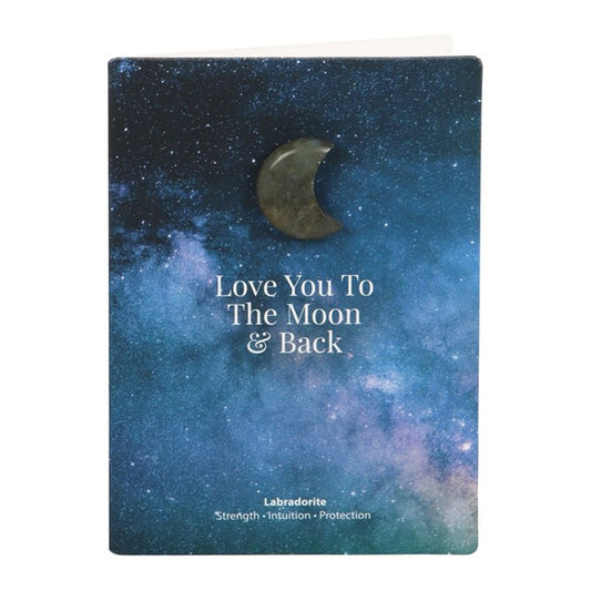 Crystal Greeting Card - 'Moon & Back' Labradorite Moon