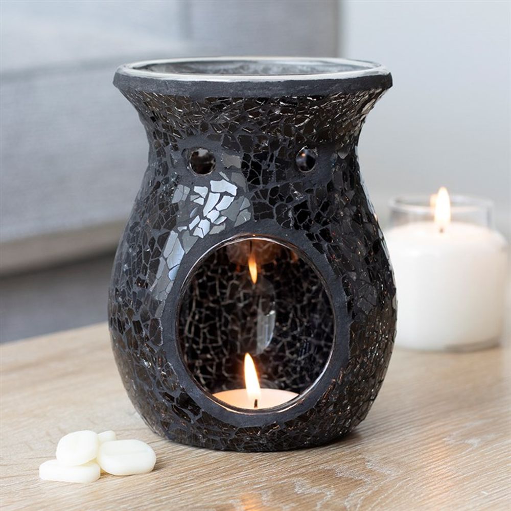 Oil and Wax Burner - Large Black Crackle