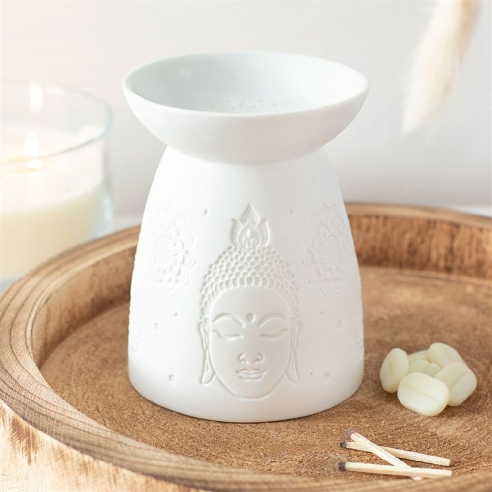 Oil and Wax Burner - White Ceramic Buddha