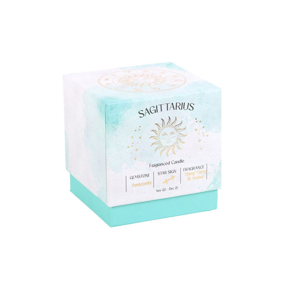 Sagittarius Gemstone Zodiac Candle - Ylang Ylang & Amber