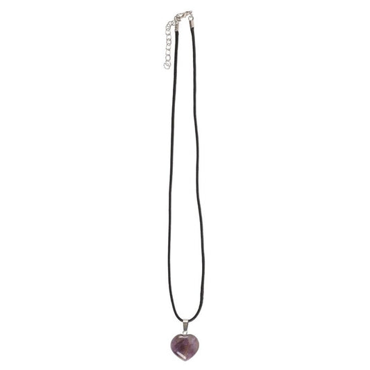 Healing Crystal Heart Necklace - Amethyst