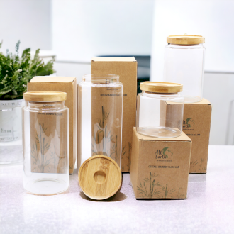 Loose Tea Storage- Bamboo Glass Jar (Medium)